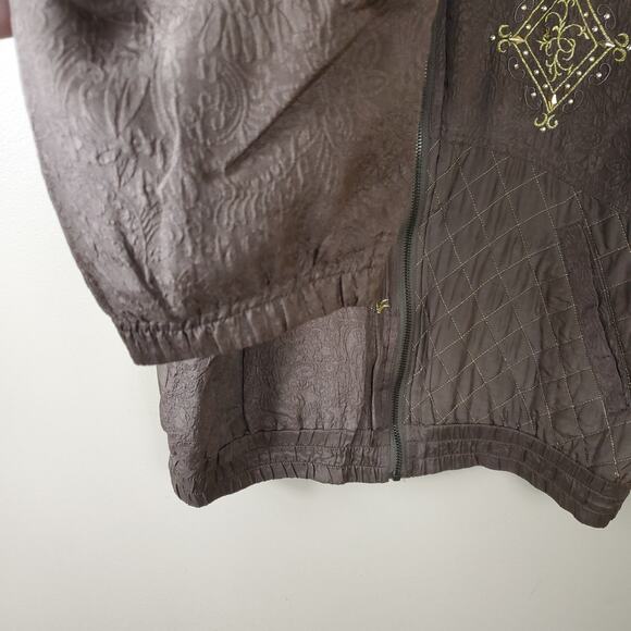 Vintage Mureli 100% Silk Windbreaker Track Suit Embroidered Embellished  Size MP - Picture 4 of 12